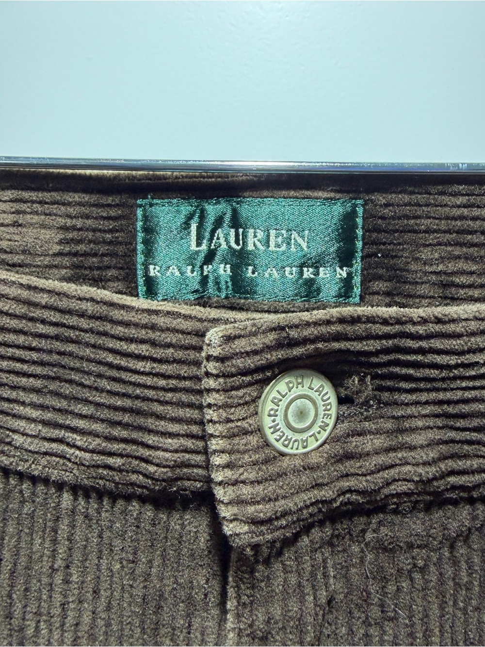 Ralph Lauren Brown Corduroy Pants with Branded Button - Picture 6 of 8